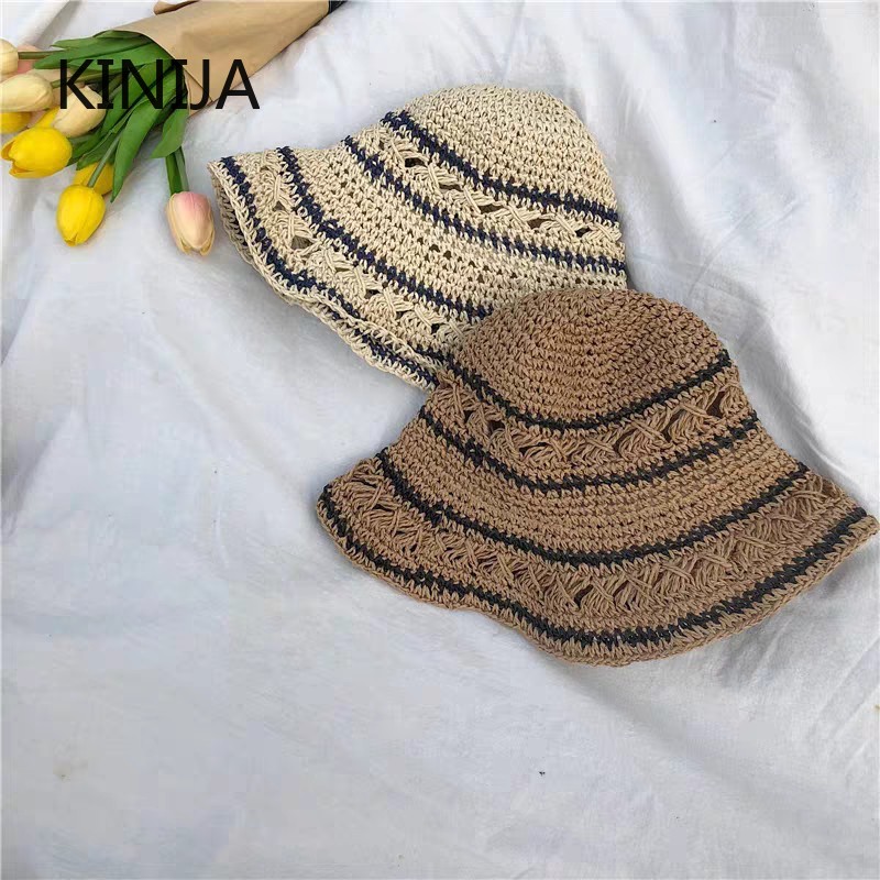 Topi Musim Panas Topi Jerami W - Bucket Hat Straw ulasan dan harga
